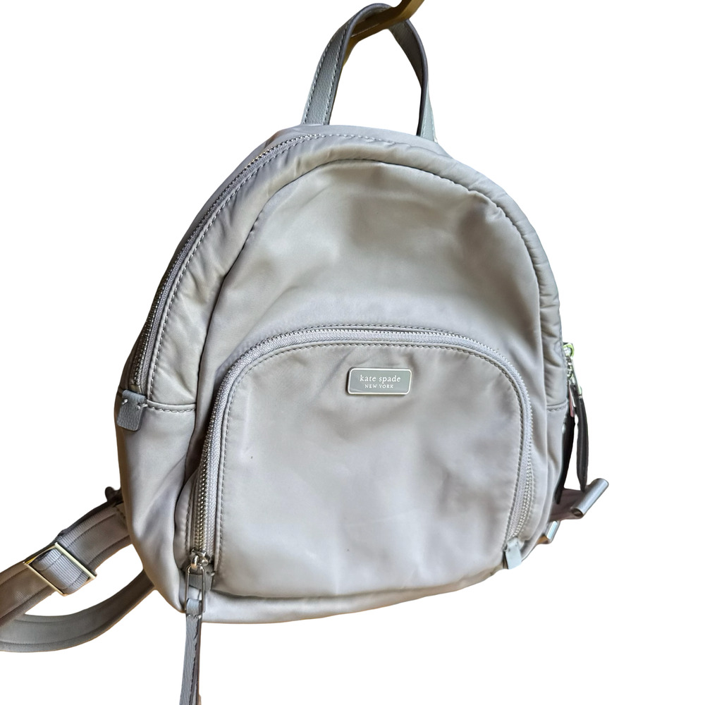 Kate Spade New York Nylon Small Backpack 11"x10x4 Gray Travel Bag Shoulder Bag